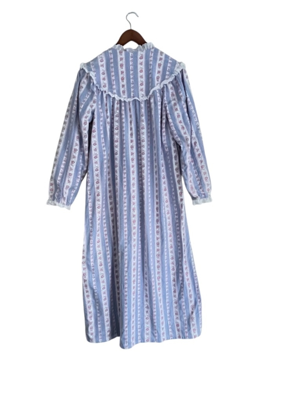 Lanz of Salzburg Tyrolean Nightgown Sz S Blue White Floral Cottagecore Granny - Picture 3 of 10